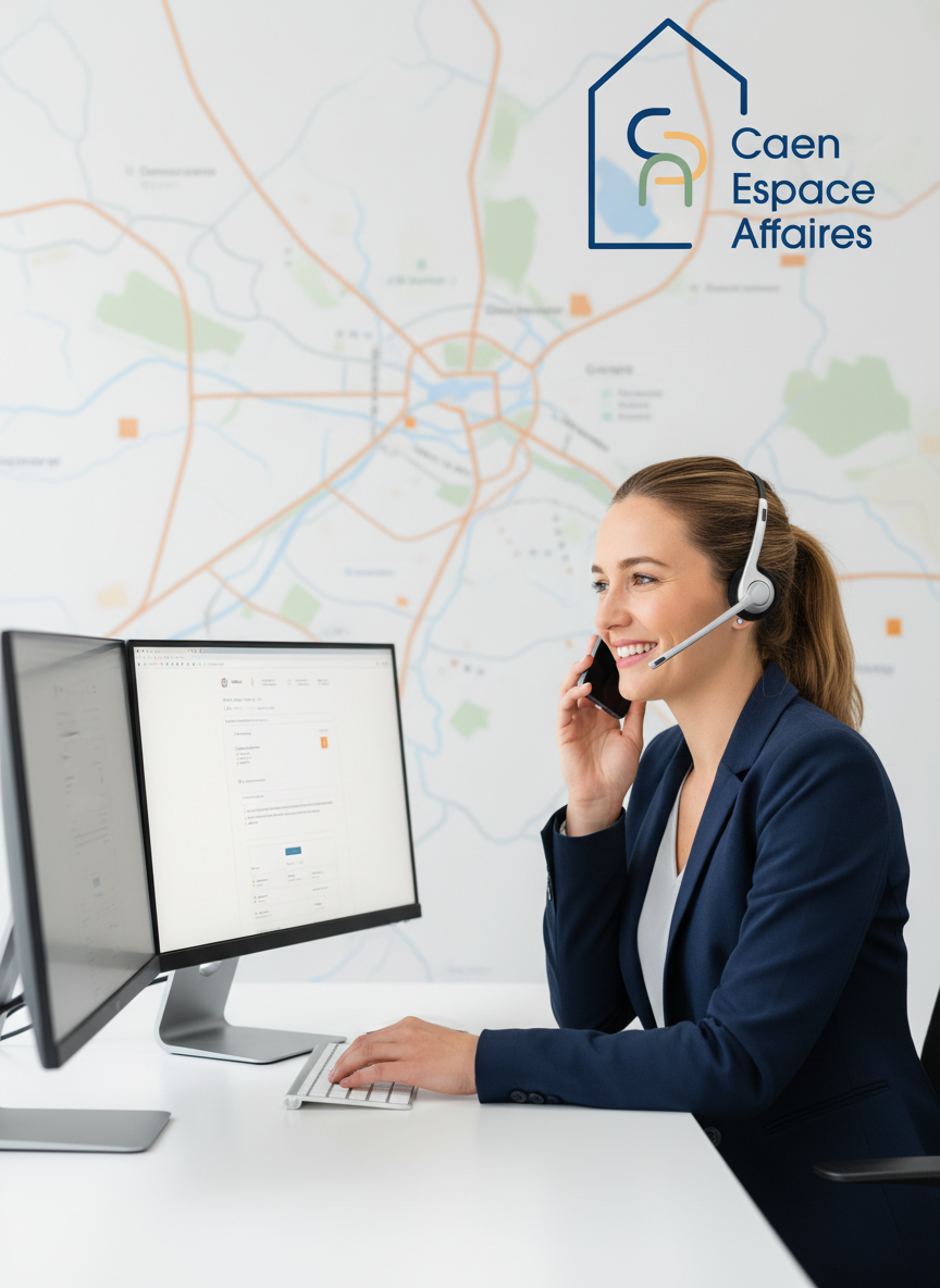 Assistante service client Caen Espace Affaires au téléphone